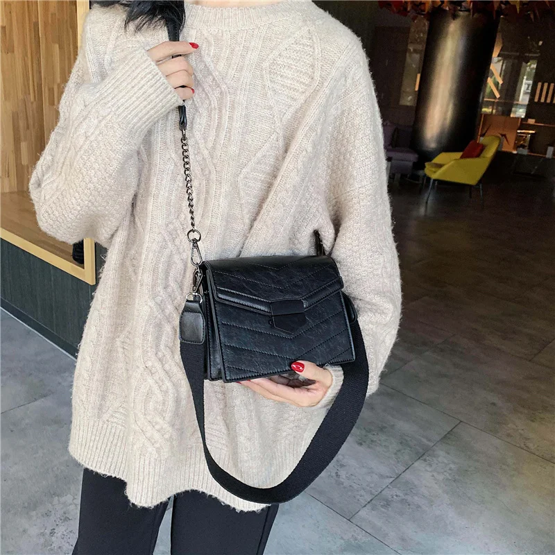 

Solid Color PU Leather Crossbody Bags For Women 2020 Small Shoulder Simple Bag Female Chain Handbags and Purse