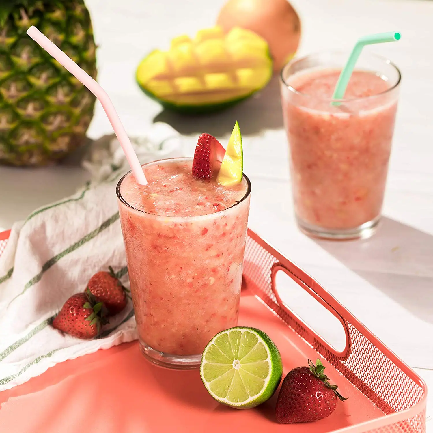 Многоразовые силиконовые питьевые набор соломинок сверхдлинные гибкие