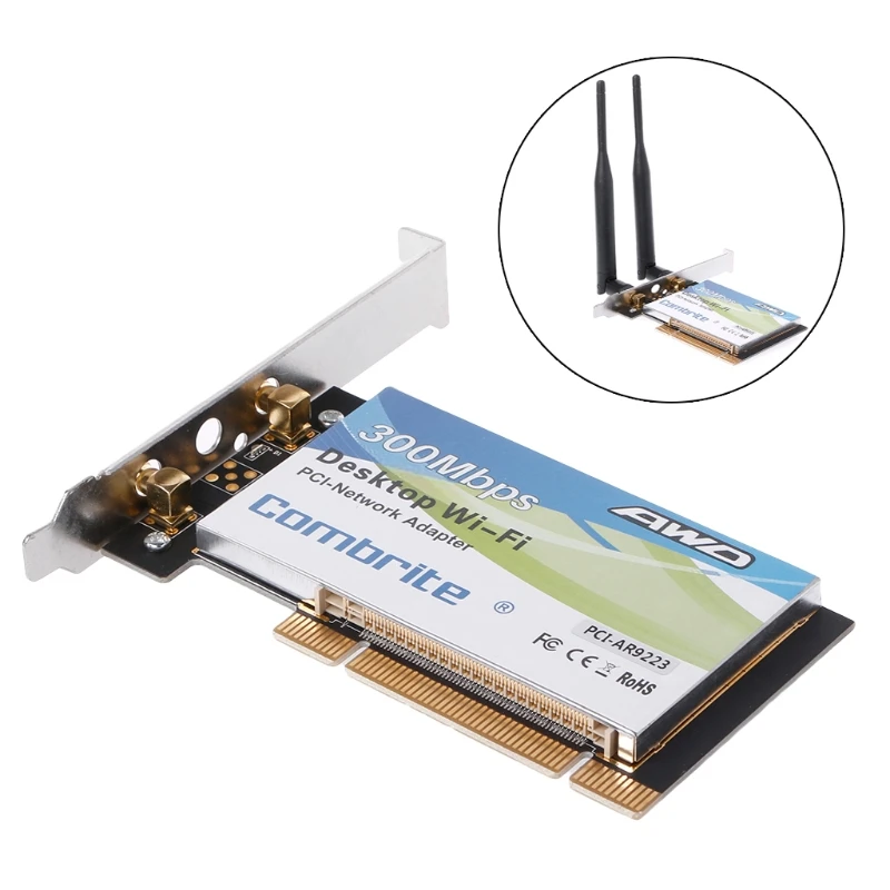 AR9223 PCI 300M 802.11b/g/n беспроводная WiFi карта для настольного ноутбука 6 дБ антенна |