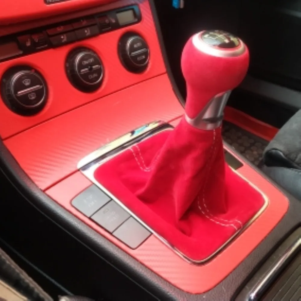 5 6 скоростей красная замшевая кожаная ручка переключения передач чехол для Volkswagen