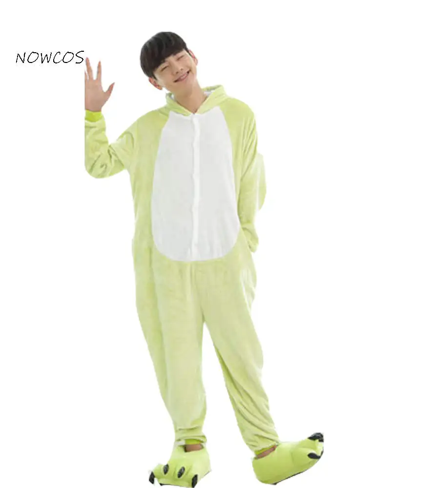 adult frog costume Для взрослых, женщин, мужчин, комбинезон, лягушка, карнавальный костюм, вечерние фланелевые флисовые пижамы на Хэллоуин, пижама для пары, зимняя теплая одежда для сна - Цвет: adult frog costume
