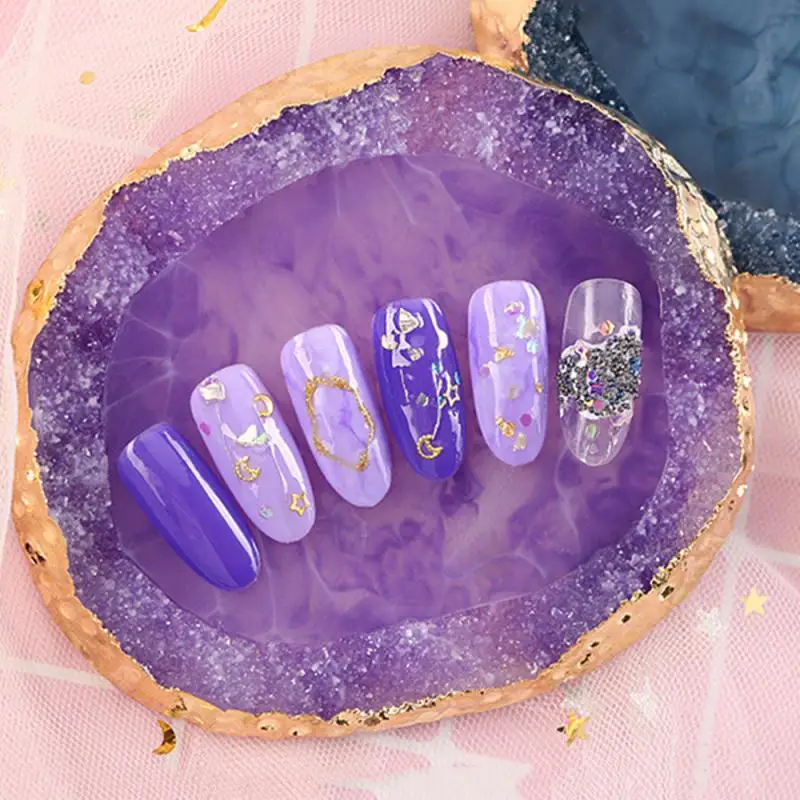 

Agate Mold Irregular Nail Art Display Showing Resin Pendant Agate Color Mixer Mixing Palette Holder Drawing Plate Making Mould