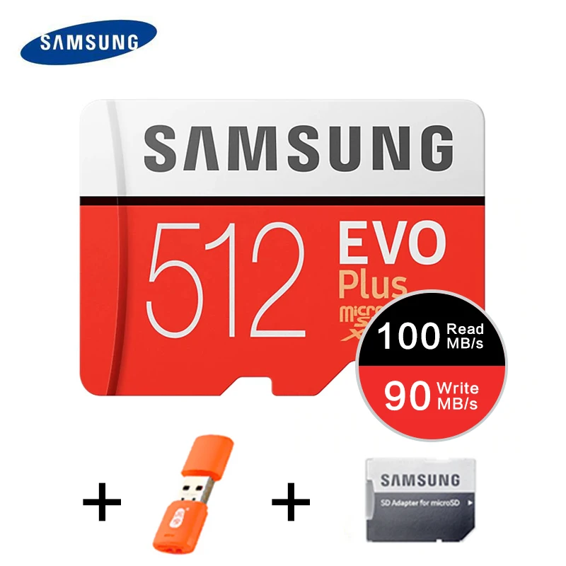 SAMSUNG карта памяти Micro SD карты памяти EVO Plus 256 ГБ 128 Гб 64 Гб 100 МБ/с. SDXC C10 U3 UHS-I, мicro SD, TF карта 32 ГБ для смартфонов и планшетных ПК - Емкость: Samsung SD Card 512G