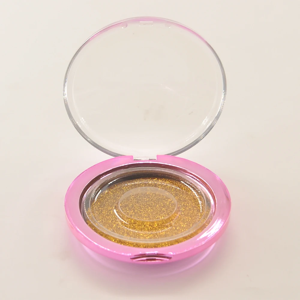 

10/pack Wholesale Eyelash Packaging Box Lash Boxes Package Custom Round Plastic Glitter Faux Cils Makeup Storage Case Vendors