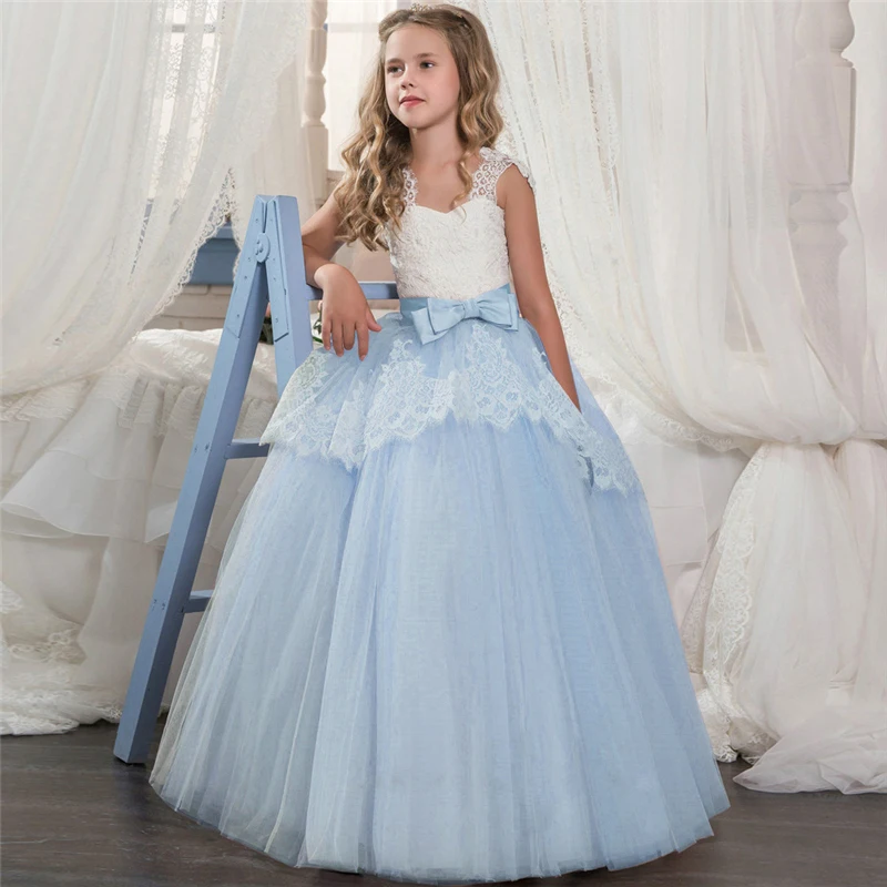 6-14 Yrs Elegant Princess Dress Formal Party Girls Wedding Birthday Padgant Teen Prom Gowns Lace Kids Dresses For | Детская одежда и