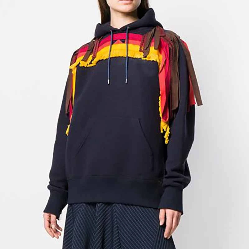 SeeBeautiful Новая мода весна 2021 с капюшоном длинный рукав геометрический рисунок