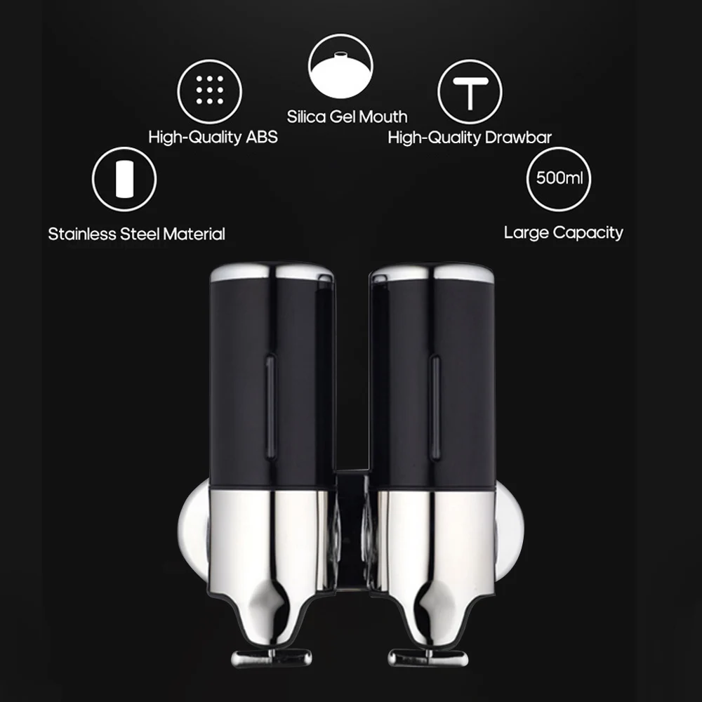 

Double-Bottle Liquid Soap Container Stainless Steel Washing Liquid Wash Bottle Soap Dispenser Home Use Bathroom Hotel 1000ml