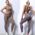 Бесшовный комплект для йоги, тренировочная одежда для женщин, спортивная одежда, спортивный комплект, одежда для тренажерного зала, леггинсы, фитнес-бюстгальтер, короткий топ с длинным рукавом, костюм для йоги