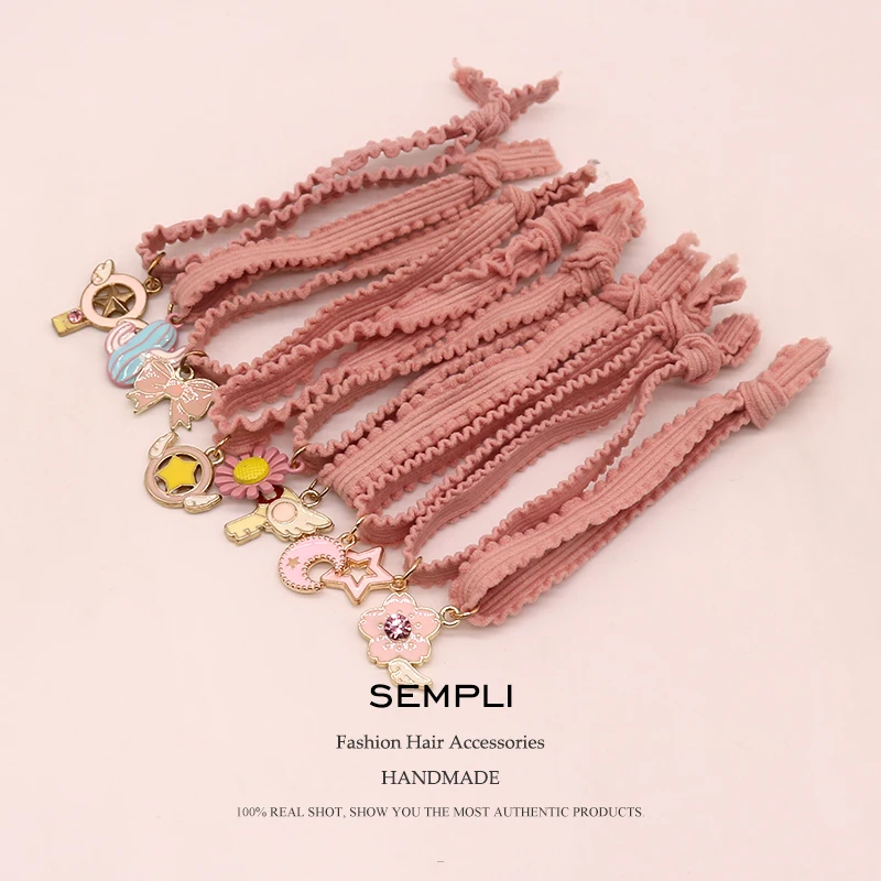 SEmpli 9 Different Pendant Elastic Hair Bands Pink Cactus Heart Horse Diamond Mermaid Girls Hairband Children Accessories on - Детские аксессуары: резинки для волос с пендентами в виде розового кактуса, сердца, лошади, бриллианта и русалки (9 штук).