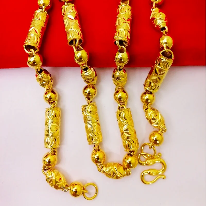 

Роскошное ожерелье из 18-каратного золота для мужчин, модное ожерелье для шеи, свадебное обручальное ювелирное изделие, желтая бамбуковая цепочка, подарки на день рождения, бижутерия