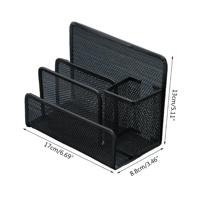 

Pen Holder Black Metal File Holder 3 Sections File Organizer for Desk Organizer Translucen File Sorter File Folder Holder Mail O