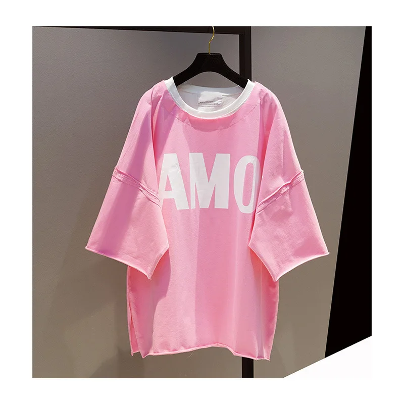 

Summer Korean Style Printed Letter T-shirt Women's Loose Oversized Top Simple Student Batwing Short Sleeve TShirt Kawaii Clothes