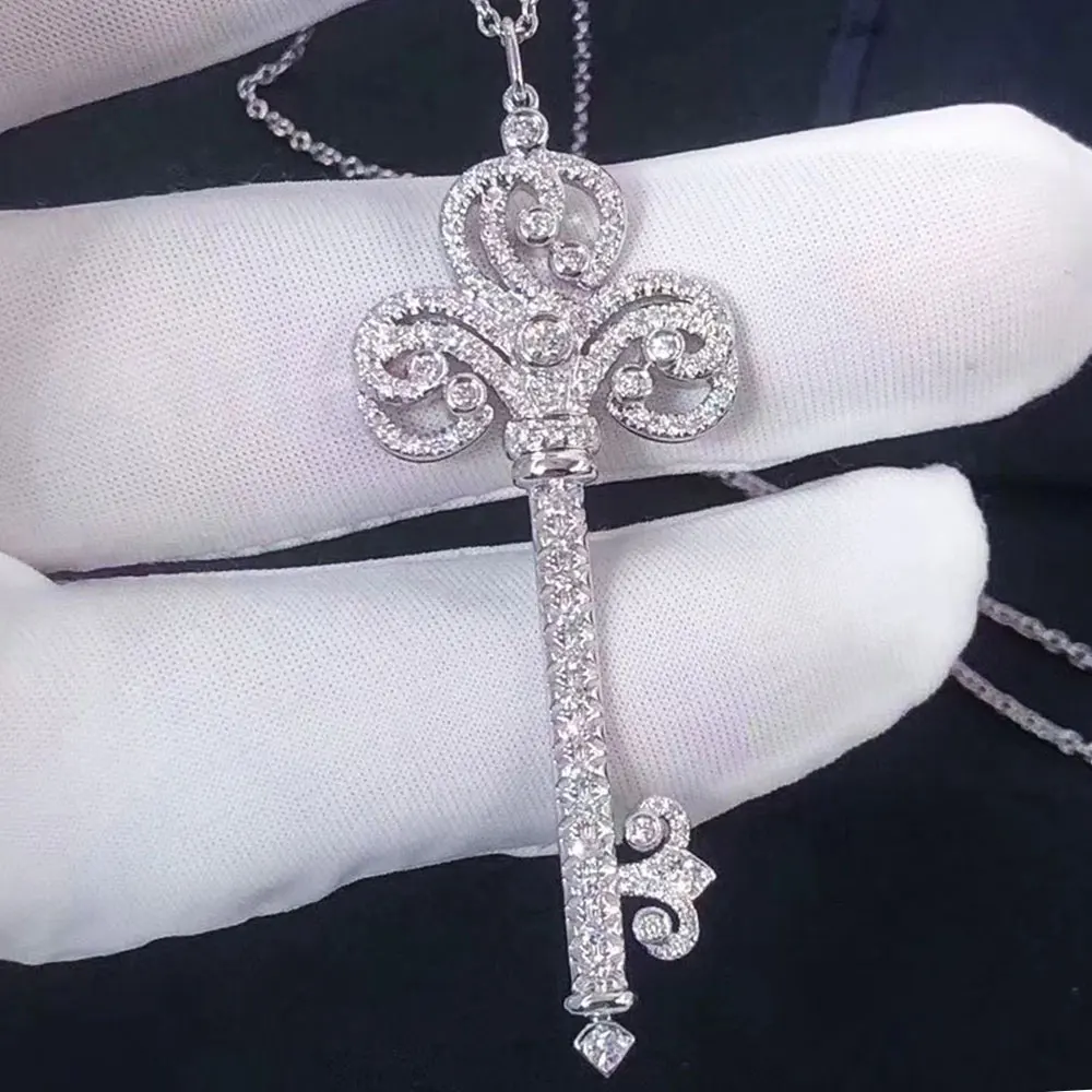 

Ожерелья бренда AYBS Real925, ювелирные изделия высокого качества, оригинальные ожерелья с логотипом «сверкающий ключ» 1:1, роскошные женские оже...
