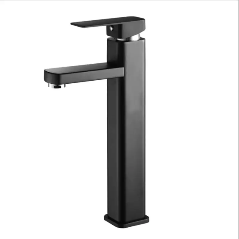 

Bathroom Black Paint Square Basin Faucet Single Handle Washbasin Mixer Tap