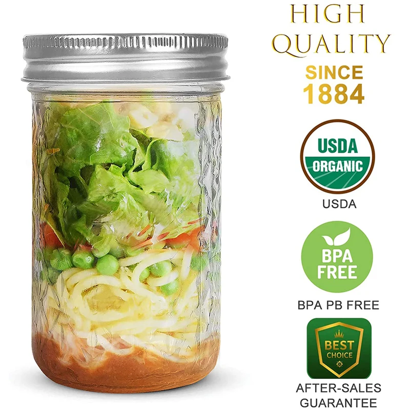 Обычные горлышко Mason банки с крышками стеганые хрустальные идеально подходят для