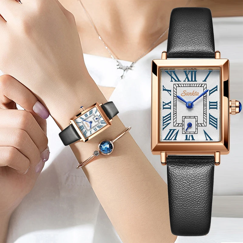 

Japan Quartz Movement High Quality 24mm LIGE Sunkta Women Stainless Steel Mesh Rose Gold Waterproof Ladies Watch Dropshipping