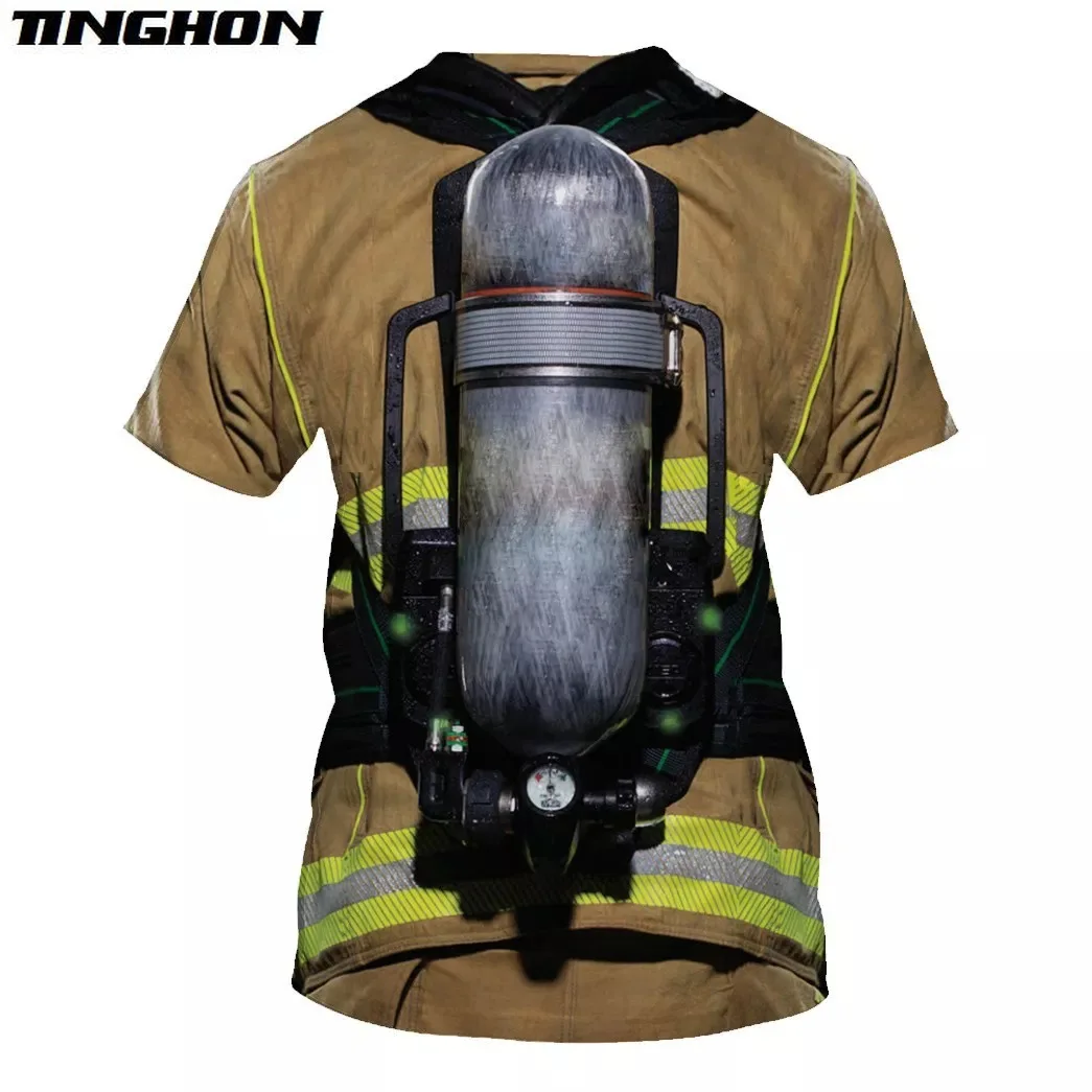 Футболка для косплея пожарная с 3D принтом летние топы мужчин и женщин