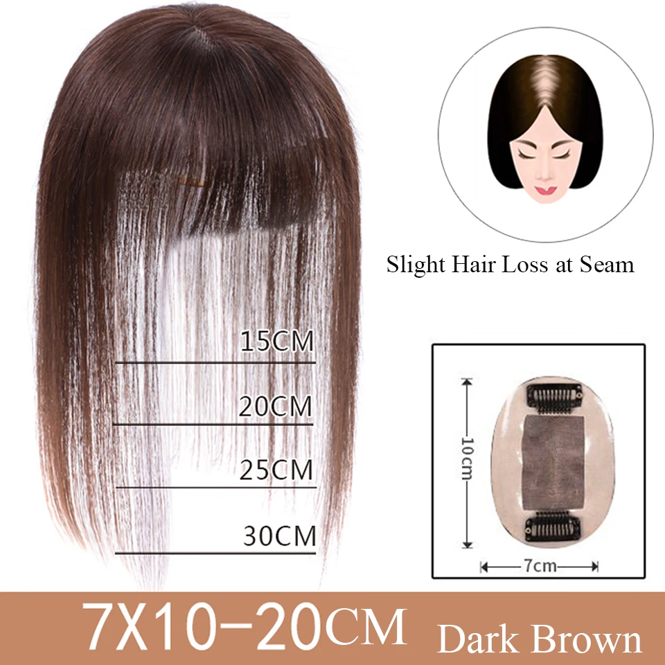 Brazilian Straight Topper Hair Remy Hair with Bangs for Women Clip-in One-piece Hair Extension Human Hair Pieces for Hair Loss