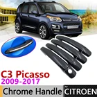 Черное углеродное волокно внешняя Дверная ручка Крышка для Citroen C3 Picasso 2009  2017 2010 2011 2012 2013 2014 2015 2016 автомобильные аксессуары наклейки отделка Набор Хром