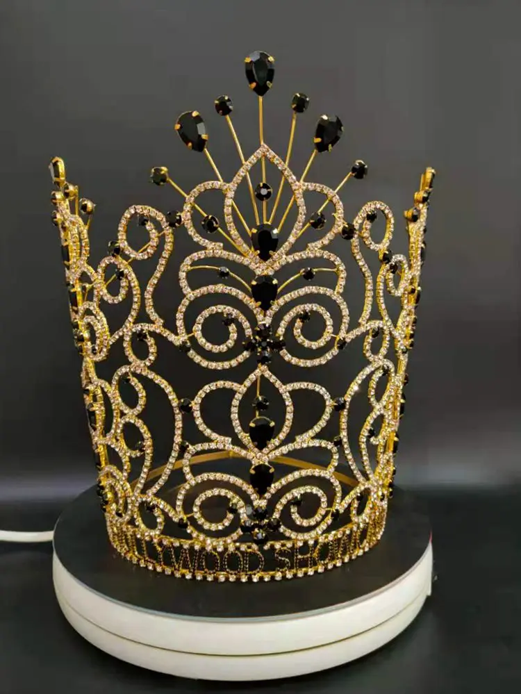 

Luxury Crystal pageant crown tiaras Gold color large crowns for Women