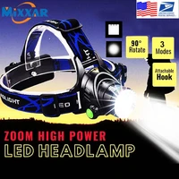ezk20 dropshipping led headlamp high power zoomable hunting camping running fishing rechargeable t6 chip headlight