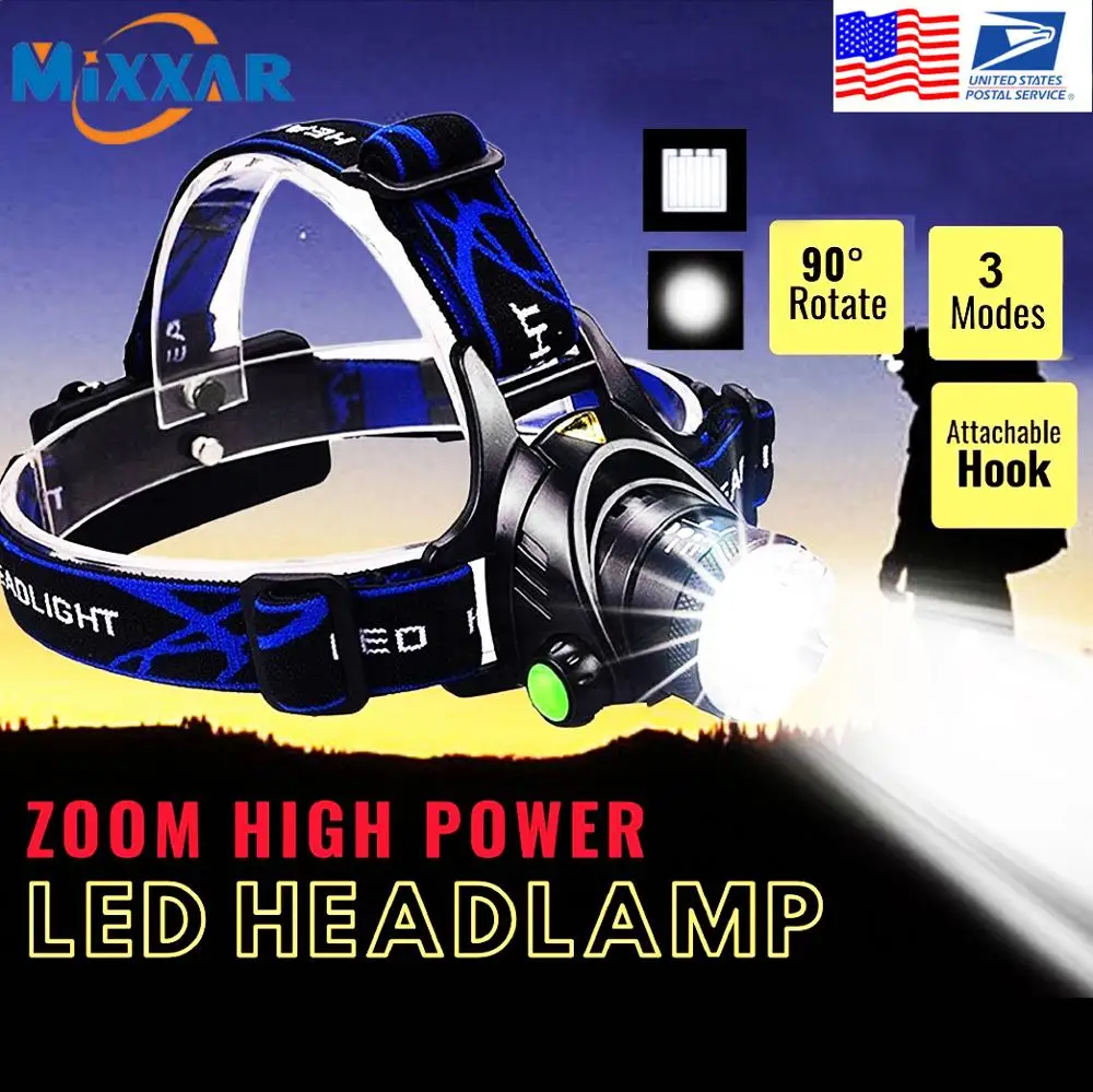 Светодиодный налобный фонарь EZK20 высокой мощности с зумом для охоты кемпинга