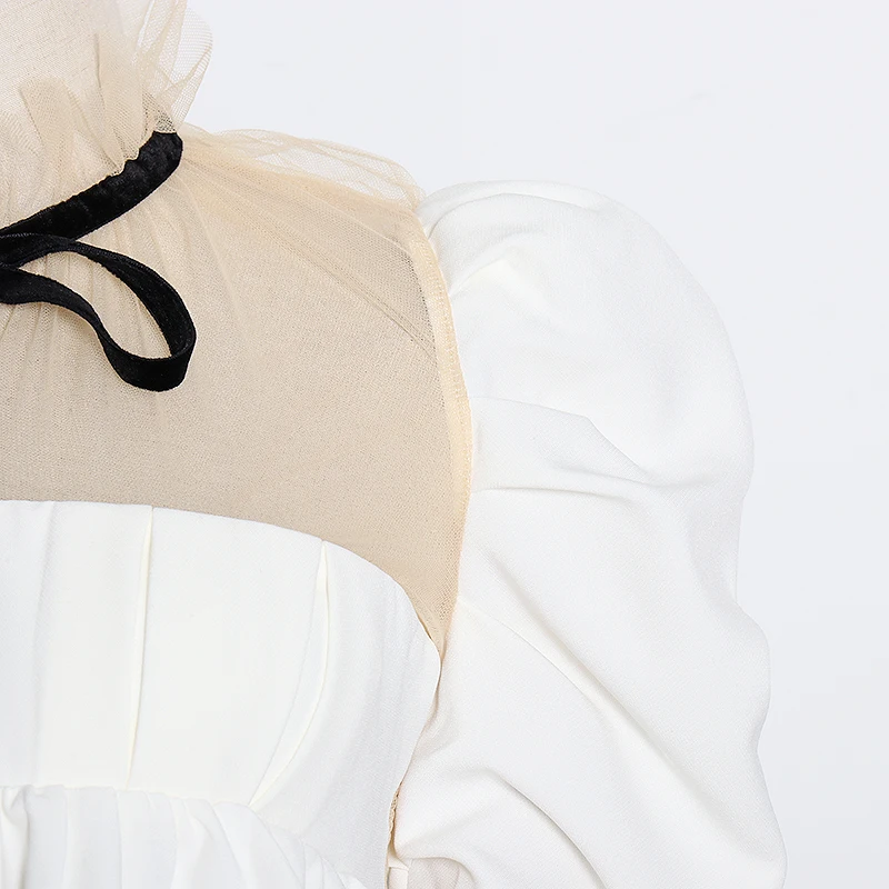 Женская винтажная блузка TWOTWINSTYLE Лоскутная сетчатая рубашка с воротником-стойкой