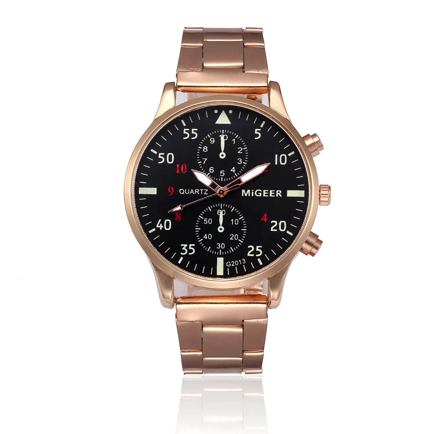 Мужские кварцевые часы с модным кристаллом из нержавеющей стали и стрелочным