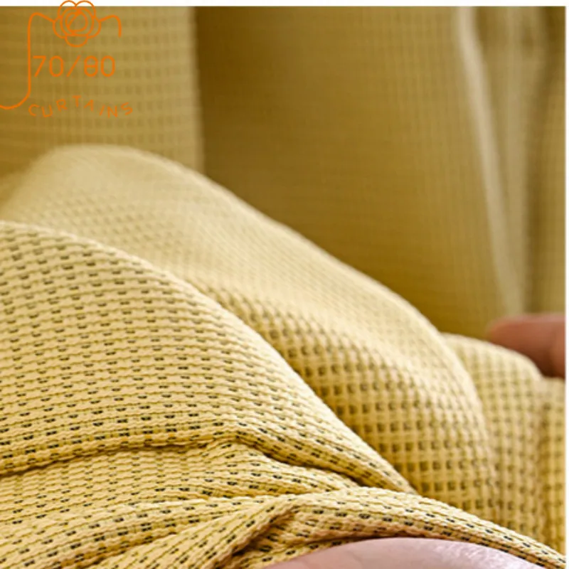 Nordic Light Luxury Pure Color Cotton and Linen Thickened Blackout Curtains for Living Room and Bedroom Customized Products