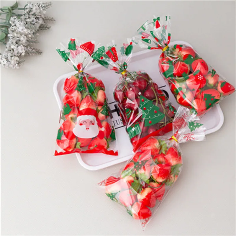 

100pcs Christma Wedding Candy Cooki Gift Bag Self Stand Holder DIY baking self-adhesive bag wedding birthday party Packaging Ba