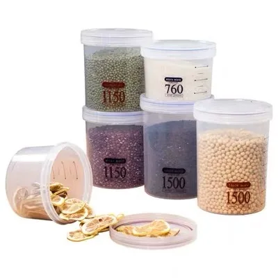 Контейнер кухонный пластиковый прозрачный с крышкой и линиями для хранения