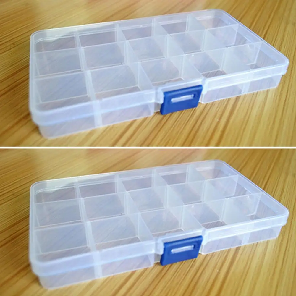 

80% HOT SALES!!! 15 Slots Removable Transparent Jewelry Pill Storage Box Cases Holder Organizer