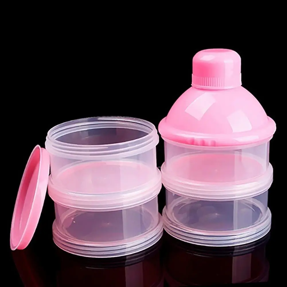 Dispensador de leche en polvo de 4 capas para ni&ntilde;os, contenedor de almacenamiento de botellas para viaje, alimentaci&oacute;n de beb&eacute; de grado alimenticio PP, port&aacute;til, alimentaci&oacute;n de beb&eacute; reci&eacute;n nacido-2