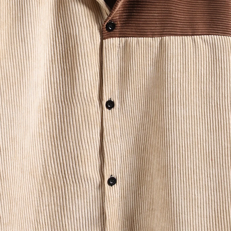 

S-XXL Big and Tall Size Mens Corduroy Shirt Long Sleeve Single Button Down Collar Tops Retro Loose Soft Streetwear Clothing Man