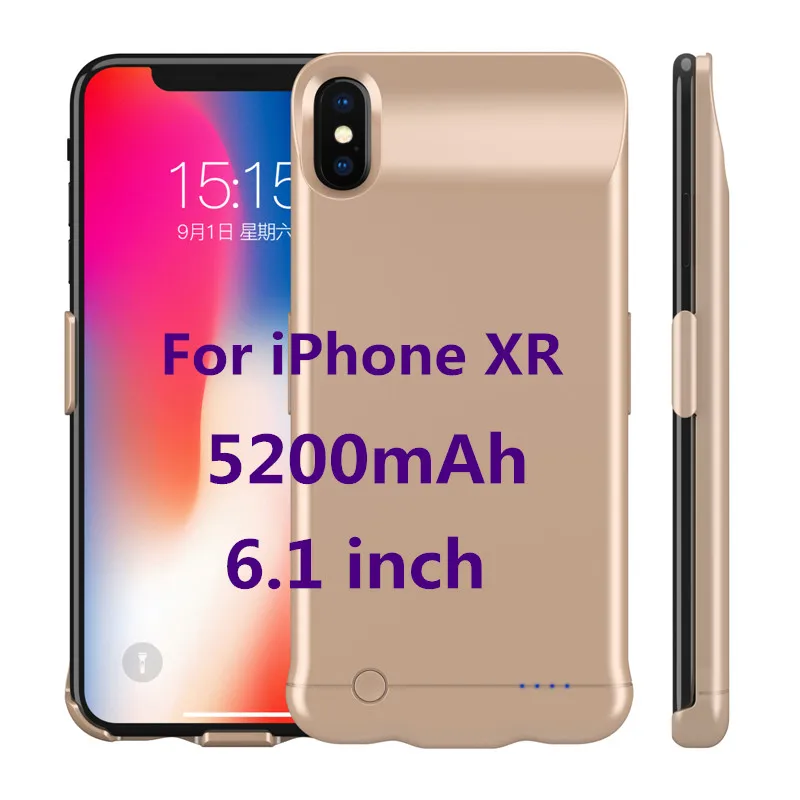 Gold for XR 6.1 6200 мАч чехол для зарядного устройства для iPhone XS Max power чехол 5200 мАч портативный резервный внешний аккумулятор чехол для iPhone XR чехол для зарядки - Цвет: Gold for XR 6.1