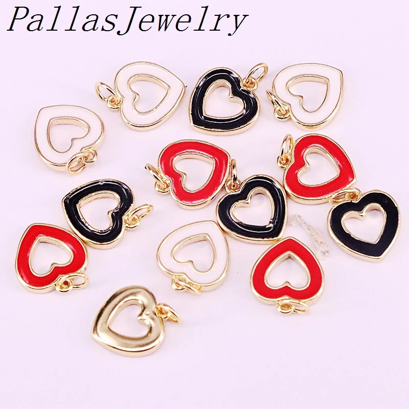 

Подвеска в форме сердца, эмалированная, с покрытием, украшение для ожерелья/серег, 20 шт., компоненты ювелирных изделий