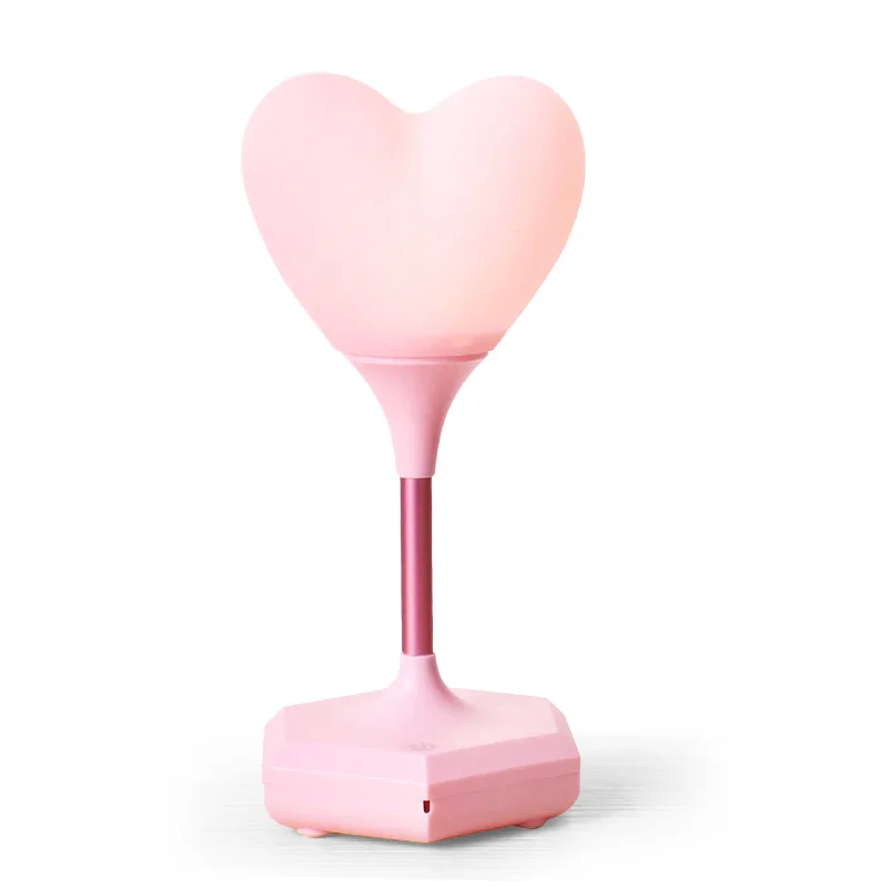 Pink USB светодиодный сенсорный затемнения Сердце Силиконовый ночной Светильник дети Спальня дома Современные внутренние исследование прикроватные украшения креативный подарок лампа - Испускаемый цвет: Pink