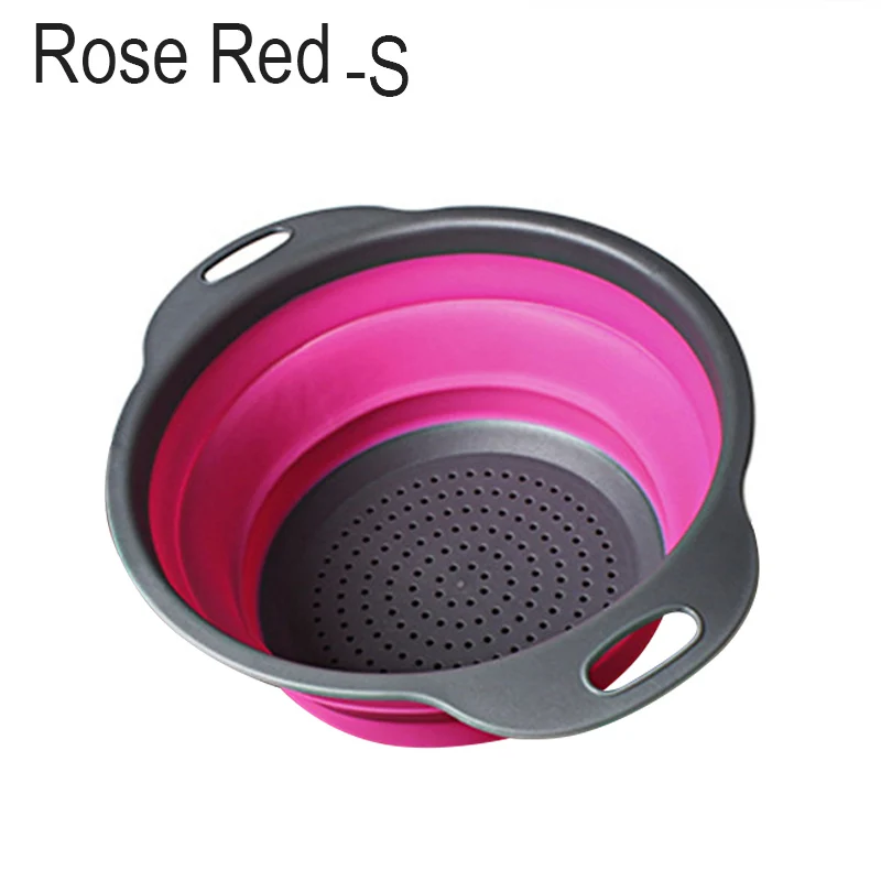 Rose Red S Многофункциональный складной силиконовый дуршлаг для фруктов и овощей - Цвет: Rose Red S
