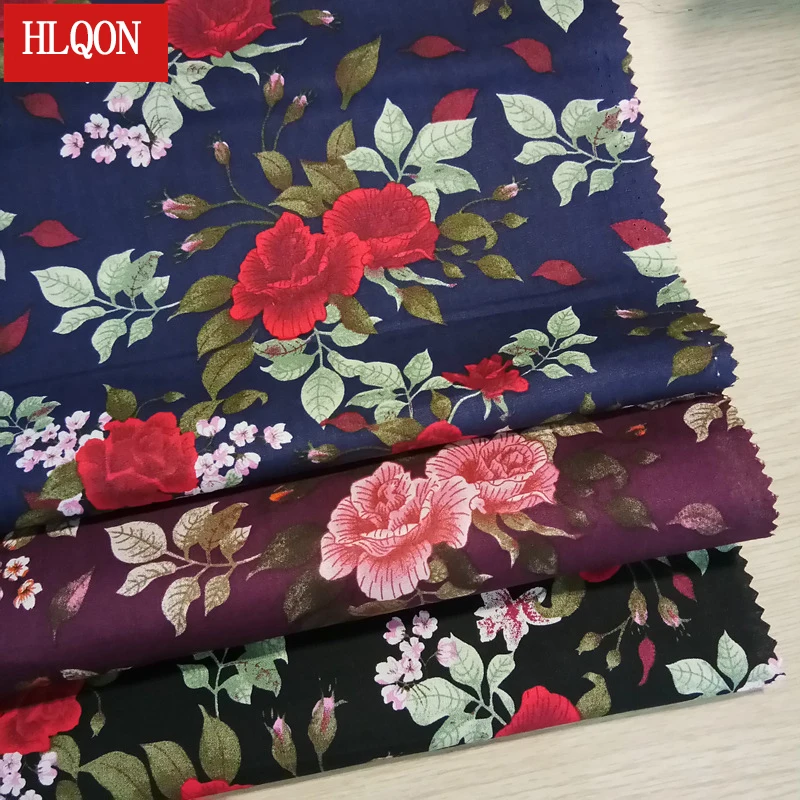 HLQON cotton printed big flower fabric used for patchwork sewing Textile women dress clothing skirt shoe by 100x150cm | Дом и сад