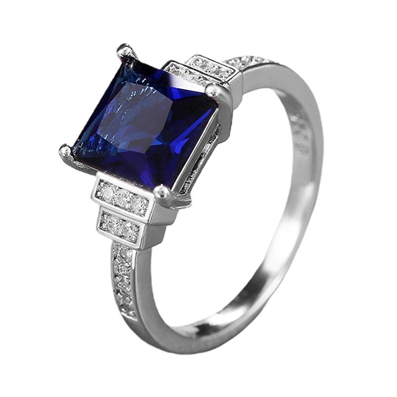 

Drak Blue Zircon Ring Transparent Noble Engagement Party Ladies Ring Fashion Jewelry Decoration Girlfriend