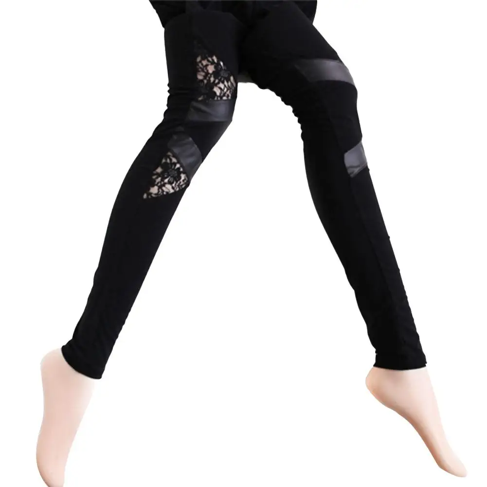 Женские искусственная кожа кружева лоскутное обтягивающие леггинсы брюки