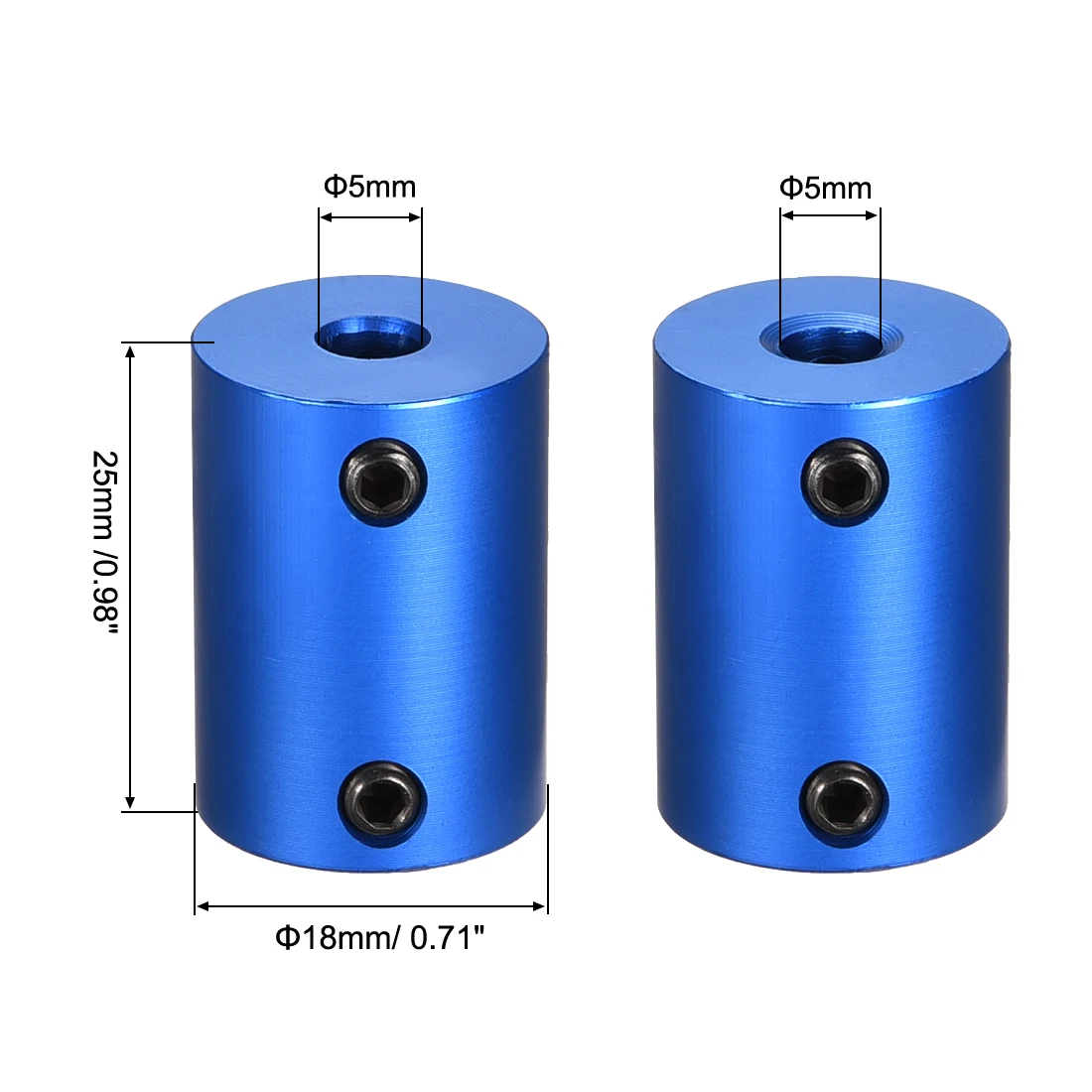 

uxcell 4pcs 5mm to 5mm Bore Rigid Coupling 25mm Length 18mm Diameter Connector Blue for Model Car Boat, Hardware etc