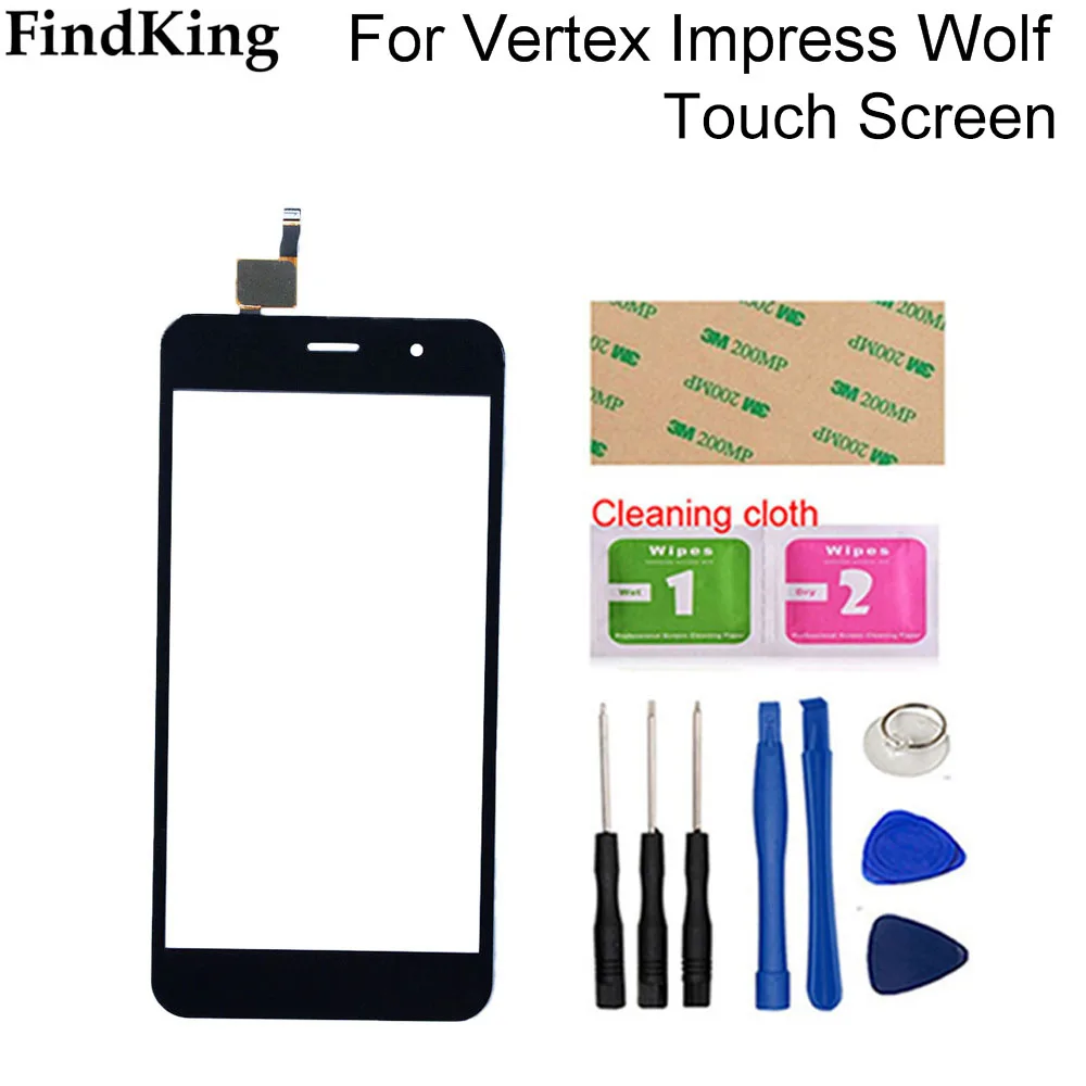 

Mobile Touch Screen For Vertex Impress Wolf Touch Screen TouchScreen Digitizer Panel Front Glass Lens Sensor Tools 3M Glue