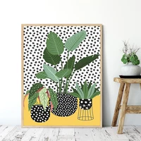 nordic quirky plants in spotty vases canvas painting botanical poster and print living room bedroom wall art picture home decor