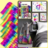 brushed laser symphony self adhesive holographic permanent vinyl colorful design lettering film cup glass sticker xmas card