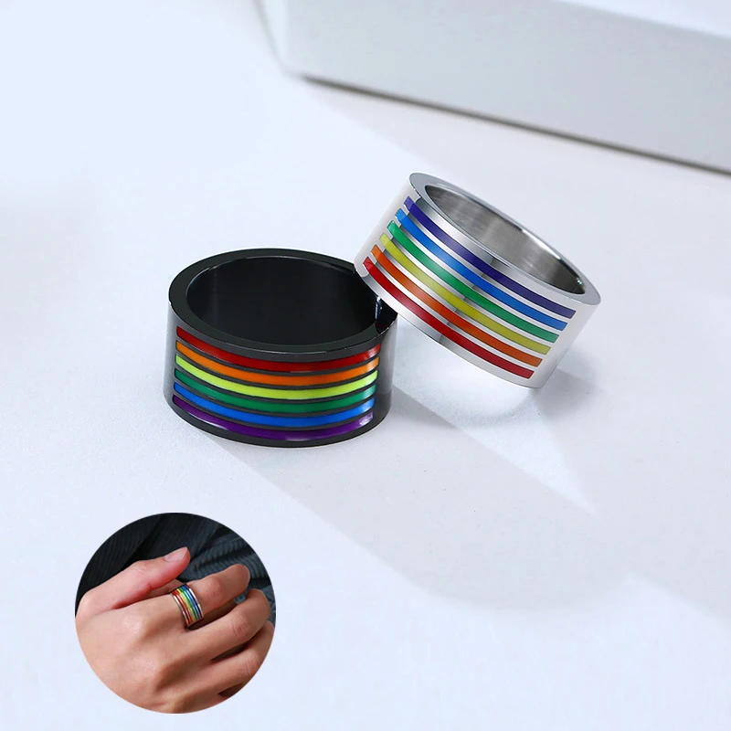 Унисекс Радуга Кольцо с линиями классические часы из нержавеющей стали гордость