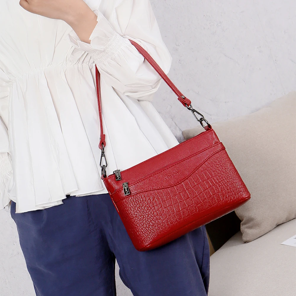 Мягкие женские сумки на плечо из натуральной кожи с длинным ремешком модные