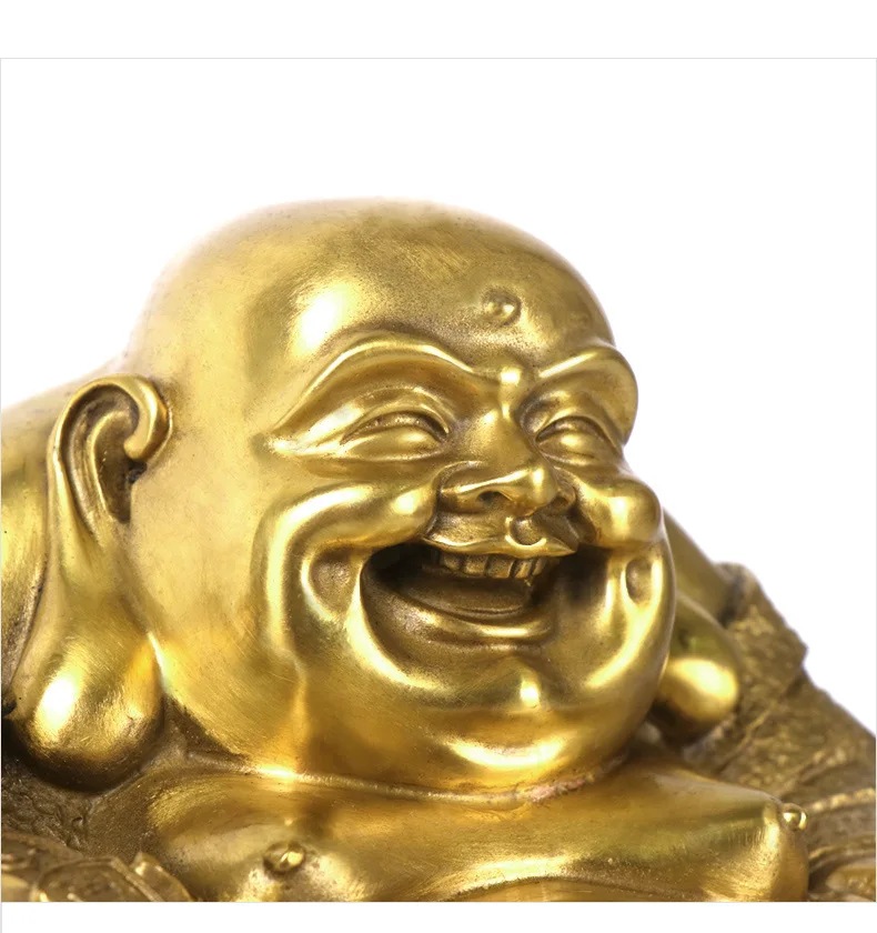 

MOZART Pure Copper Maitreya Buddha Ornaments Lucky Offerings Bronze Buddha Statues, Small, long 20cm wide 19cm high 21 cm