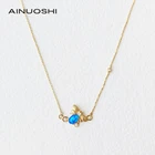 AINUOSHI 18K золото 0.08ct настоящий опал натуральный бриллиант в форме пчелы милое романтическое ожерелье из драгоценных камней для женщин ювелирные изделия для вечерние 18''