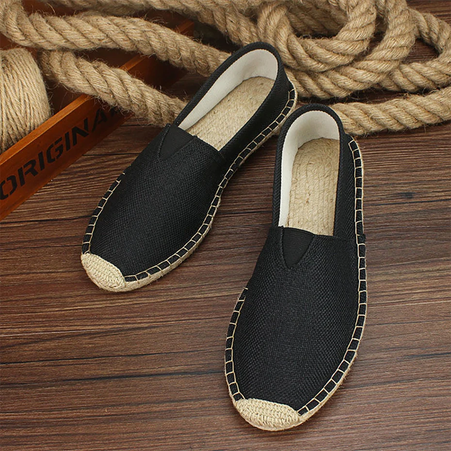 

Plus Size 47 Linen Breathable Casual Flats Shoes Mens Espadrilles Loafers Fashion Boy Canvas Shoes Fisherman Driving Footwear